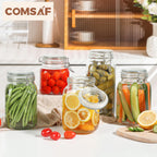 ComSaf Large Glass Jars with Lid 64 oz, Large Mason Jars Set of 3, Glass Canisters with Airtight Lids, Half Gallon Canning Jar with Seal Wire Clip Fastening for Kitchen, Pickle, Flour, Sugar, Cereal