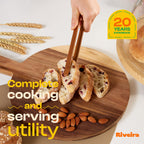 Riveira Premium Brown Bamboo Wooden Spoons for Cooking Set of 9 – Premium Brown Bamboo Wooden Cooking Utensils, Wooden Spatula, Wooden Spoon - Premium Quality Wooden Utensil Set for Non-Toxic Cooking