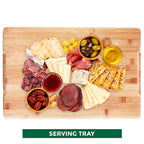 Bamboo Cutting Boards for Kitchen [Set of 3] Wood Cutting Board for Chopping Meat, Vegetables, Fruits, Cheese, Knife Friendly Serving Tray with Handles