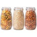 ComSaf Large Glass Jars with Lid 64 oz, Large Mason Jars Set of 3, Glass Canisters with Airtight Lids, Half Gallon Canning Jar with Seal Wire Clip Fastening for Kitchen, Pickle, Flour, Sugar, Cereal