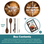 Jungle Culture 2 Polished Coconut Bowl and Wooden Spoons Set with Bamboo Straws • Natural Coconut Smoothie Bowls • Healthy Choice Coco Shell Acai & Buddha Bowls • Eco Friendly Vegan Gifts