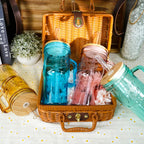 ANOTION Glass Cups with Lids and Straws - 40 Oz Tumbler with Handle and Straw Glass Water Bottles Drinking Glasses with Straws Iced Coffee Cups Travel Coffee Mug Smoothie Tumbler