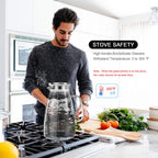 1 Gallon 128oz Glass Pitcher, Water Pitcher with Lid and Spout, Glass Carafe for Hot/Cold Drink, Water Jug for Iced Tea, Coffee, Juice, Milk, Beverage (Extra-Wide Mouth)