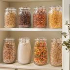 ComSaf Large Glass Jars with Lid 64 oz, Large Mason Jars Set of 3, Glass Canisters with Airtight Lids, Half Gallon Canning Jar with Seal Wire Clip Fastening for Kitchen, Pickle, Flour, Sugar, Cereal