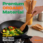 Riveira Premium Brown Bamboo Wooden Spoons for Cooking Set of 9 – Premium Brown Bamboo Wooden Cooking Utensils, Wooden Spatula, Wooden Spoon - Premium Quality Wooden Utensil Set for Non-Toxic Cooking