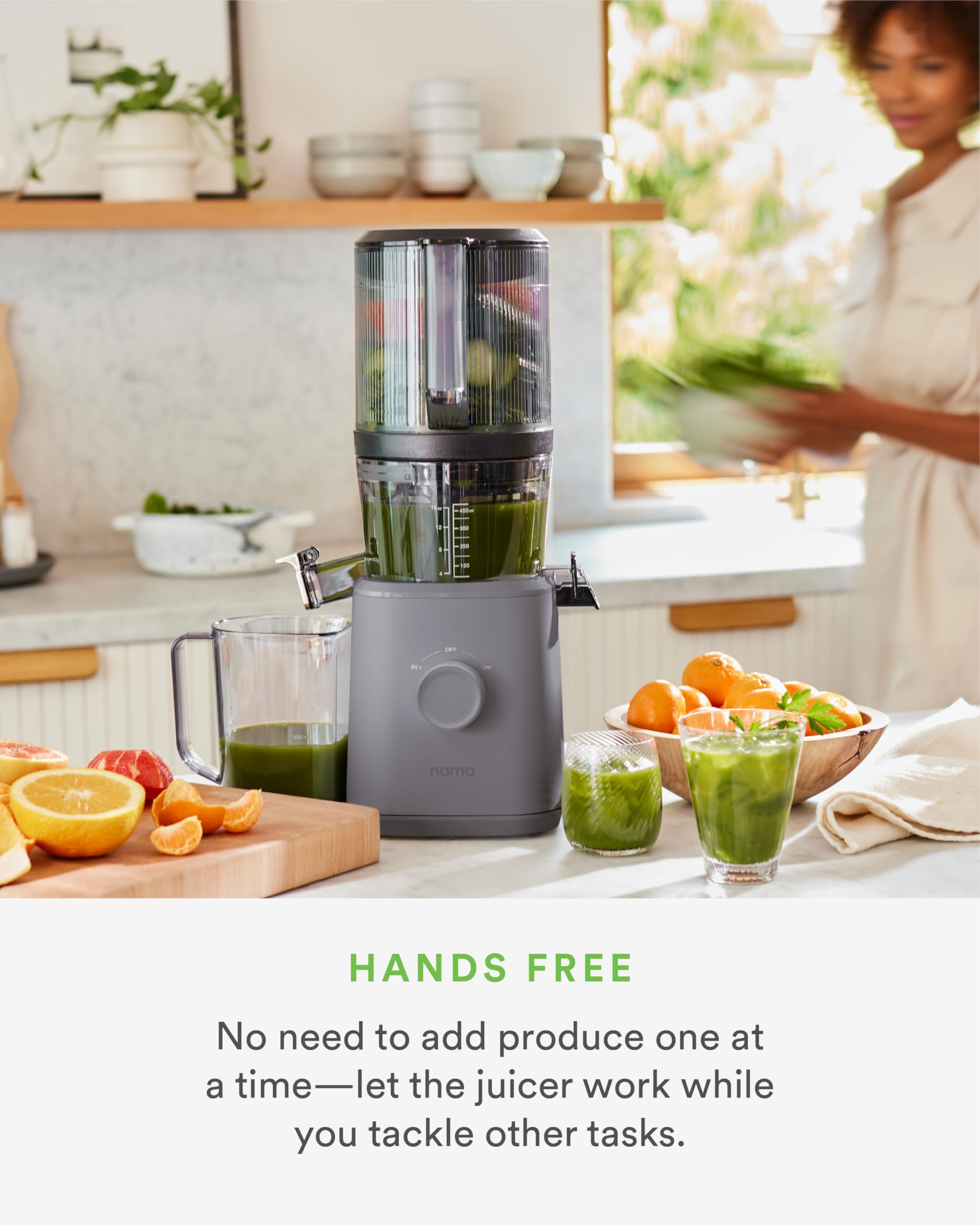 Nama J2 Cold Press Juicer – Self Feeding for Hands-Free Operation with Wide Mouth Hopper for Whole Recipe Loading, Zero Waste Masticating Juicer For More Juice, Less Pulp – Easy Cleanup & Assembly