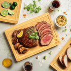 ROYAL CRAFT WOOD Wooden Cutting Boards for Kitchen Meal Prep & Serving - Bamboo Wood Serving Board Set - Charcuterie & Chopping Butcher Block for Meat