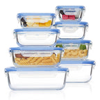 Vtopmart 8 Pack Glass Food Storage Containers with Airtight Lids, Glass Meal Prep Containers, Lunch Office Meal for Microwave, Oven, Freezer and Dishwasher, BPA Free
