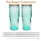 ANOTION Glass Cups with Lids and Straws - 40 Oz Tumbler with Handle and Straw Glass Water Bottles Drinking Glasses with Straws Iced Coffee Cups Travel Coffee Mug Smoothie Tumbler