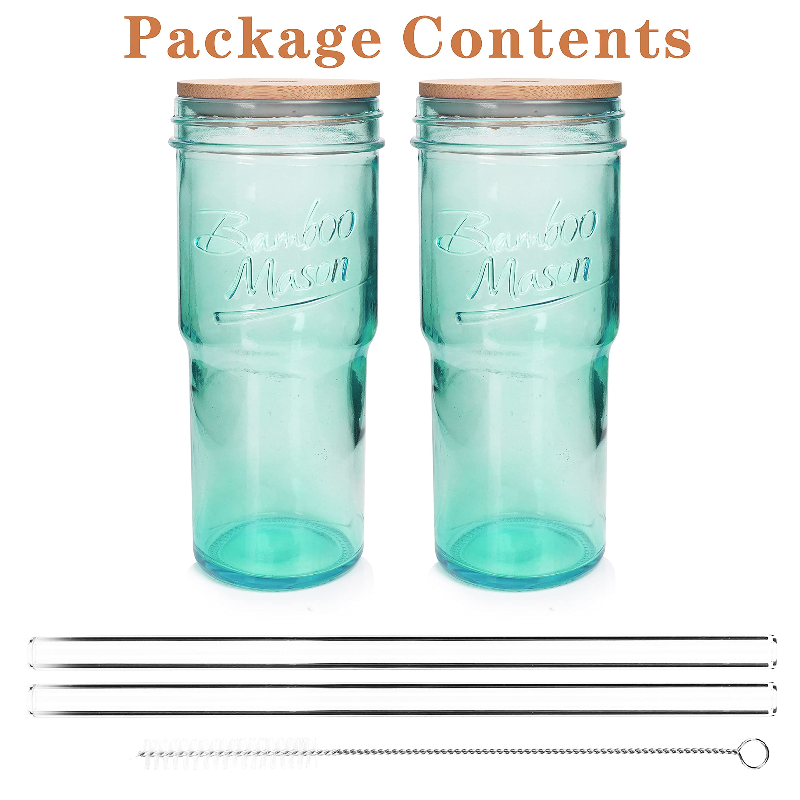 ANOTION Glass Cups with Lids and Straws - 40 Oz Tumbler with Handle and Straw Glass Water Bottles Drinking Glasses with Straws Iced Coffee Cups Travel Coffee Mug Smoothie Tumbler