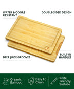 ROYAL CRAFT WOOD Wooden Cutting Boards for Kitchen Meal Prep & Serving - Bamboo Wood Serving Board Set - Charcuterie & Chopping Butcher Block for Meat