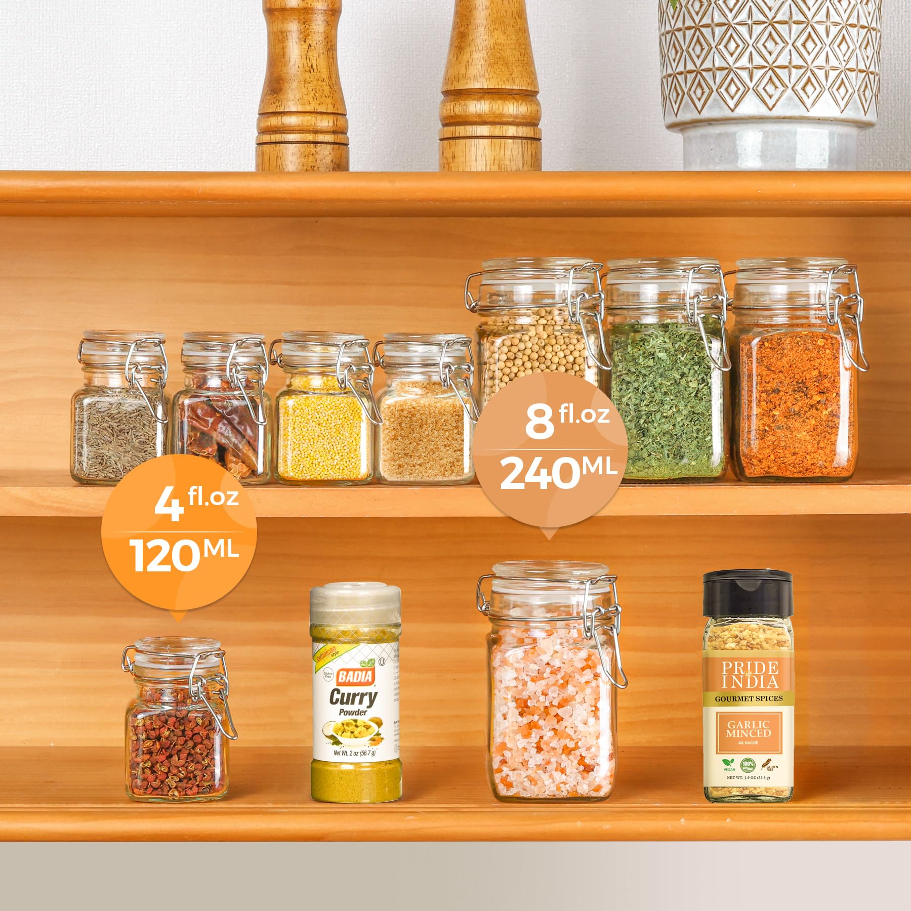 ComSaf Airtight Glass Jars with Lids 17oz Small Food Storage Container Set of 6 - Airtight Canister with Clear Preserving Seal Wire Clip Fastening for Kitchen Canning Pickling Mason jars