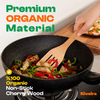 Riveira Premium Brown Bamboo Wooden Spoons for Cooking Set of 9 – Premium Brown Bamboo Wooden Cooking Utensils, Wooden Spatula, Wooden Spoon - Premium Quality Wooden Utensil Set for Non-Toxic Cooking