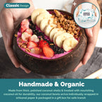 Jungle Culture 2 Polished Coconut Bowl and Wooden Spoons Set with Bamboo Straws • Natural Coconut Smoothie Bowls • Healthy Choice Coco Shell Acai & Buddha Bowls • Eco Friendly Vegan Gifts