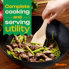 Riveira Premium Brown Bamboo Wooden Spoons for Cooking Set of 9 – Premium Brown Bamboo Wooden Cooking Utensils, Wooden Spatula, Wooden Spoon - Premium Quality Wooden Utensil Set for Non-Toxic Cooking