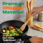 Riveira Premium Brown Bamboo Wooden Spoons for Cooking Set of 9 – Premium Brown Bamboo Wooden Cooking Utensils, Wooden Spatula, Wooden Spoon - Premium Quality Wooden Utensil Set for Non-Toxic Cooking