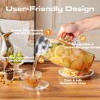 Aofmee 68oz Glass Pitcher for Fridge Door, 2 Liter Square Water Pitcher with Lid and Scale Line, Heat Resistant Tea Pitchers, Leak Proof Juice Jug, Borosilicate Glass Carafe for Hot/Cold Beverage