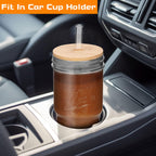 ANOTION Glass Cups with Lids and Straws - 40 Oz Tumbler with Handle and Straw Glass Water Bottles Drinking Glasses with Straws Iced Coffee Cups Travel Coffee Mug Smoothie Tumbler