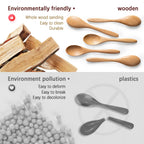 7 PCS Small Wooden Spoons, 5.8 Inch Honey Spoons for Tea, Hardwood Wooden Honey Teaspoon for Coffee, Little Tiny Wood Spoons, Bamboo Table Spoon for stirring, Wooden Spoons for Utensils Set