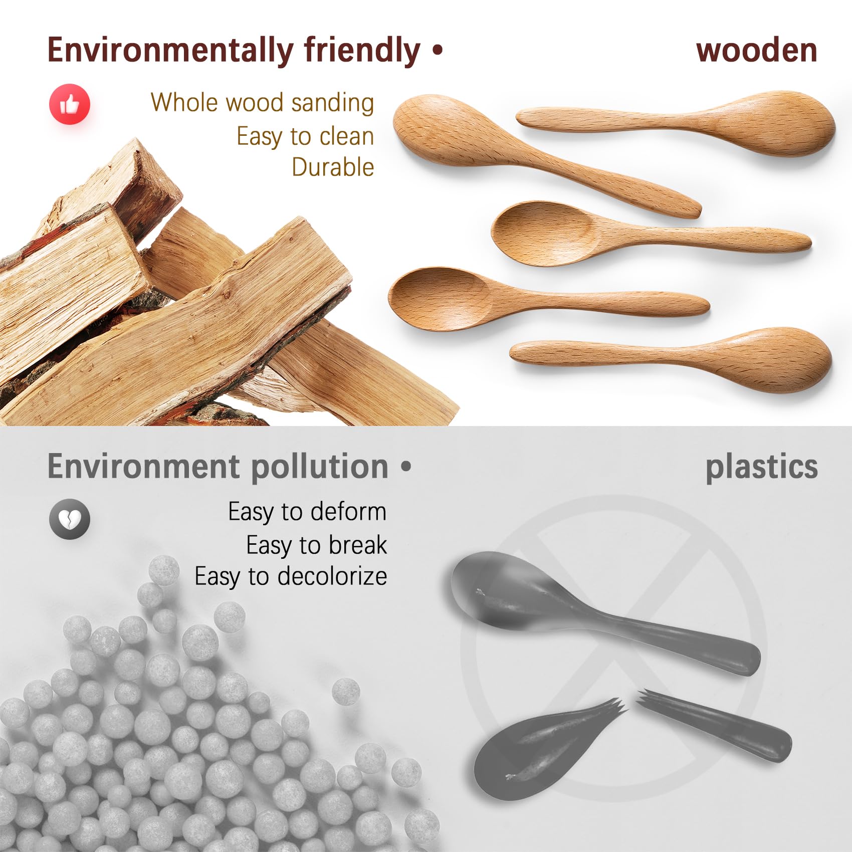 7 PCS Small Wooden Spoons, 5.8 Inch Honey Spoons for Tea, Hardwood Wooden Honey Teaspoon for Coffee, Little Tiny Wood Spoons, Bamboo Table Spoon for stirring, Wooden Spoons for Utensils Set