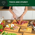 ROYAL CRAFT WOOD Wooden Cutting Boards for Kitchen Meal Prep & Serving - Bamboo Wood Serving Board Set - Charcuterie & Chopping Butcher Block for Meat