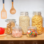 ComSaf Large Glass Jars with Lid 64 oz, Large Mason Jars Set of 3, Glass Canisters with Airtight Lids, Half Gallon Canning Jar with Seal Wire Clip Fastening for Kitchen, Pickle, Flour, Sugar, Cereal