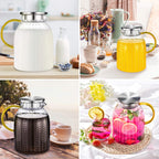 1 Gallon 128oz Glass Pitcher, Water Pitcher with Lid and Spout, Glass Carafe for Hot/Cold Drink, Water Jug for Iced Tea, Coffee, Juice, Milk, Beverage (Extra-Wide Mouth)