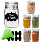 ComSaf Airtight Glass Jars with Lids 17oz Small Food Storage Container Set of 6 - Airtight Canister with Clear Preserving Seal Wire Clip Fastening for Kitchen Canning Pickling Mason jars