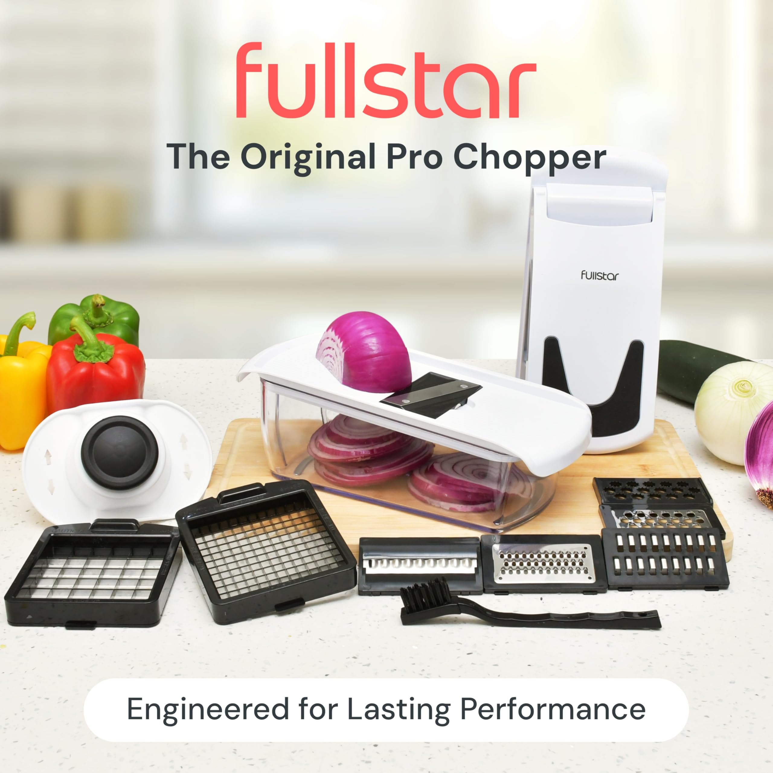 Fullstar The Original Pro Chopper - Vegetable Chopper and Spiralizer, Food Chopper with Container, Fruit Slicer, Kitchen Gadgets & Accessories, Home Essentials (4 in 1, White)