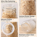 ComSaf Large Glass Jars with Lid 64 oz, Large Mason Jars Set of 3, Glass Canisters with Airtight Lids, Half Gallon Canning Jar with Seal Wire Clip Fastening for Kitchen, Pickle, Flour, Sugar, Cereal