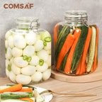 ComSaf Large Glass Jars with Lid 64 oz, Large Mason Jars Set of 3, Glass Canisters with Airtight Lids, Half Gallon Canning Jar with Seal Wire Clip Fastening for Kitchen, Pickle, Flour, Sugar, Cereal