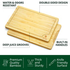 ROYAL CRAFT WOOD Wooden Cutting Boards for Kitchen Meal Prep & Serving - Bamboo Wood Serving Board Set - Charcuterie & Chopping Butcher Block for Meat