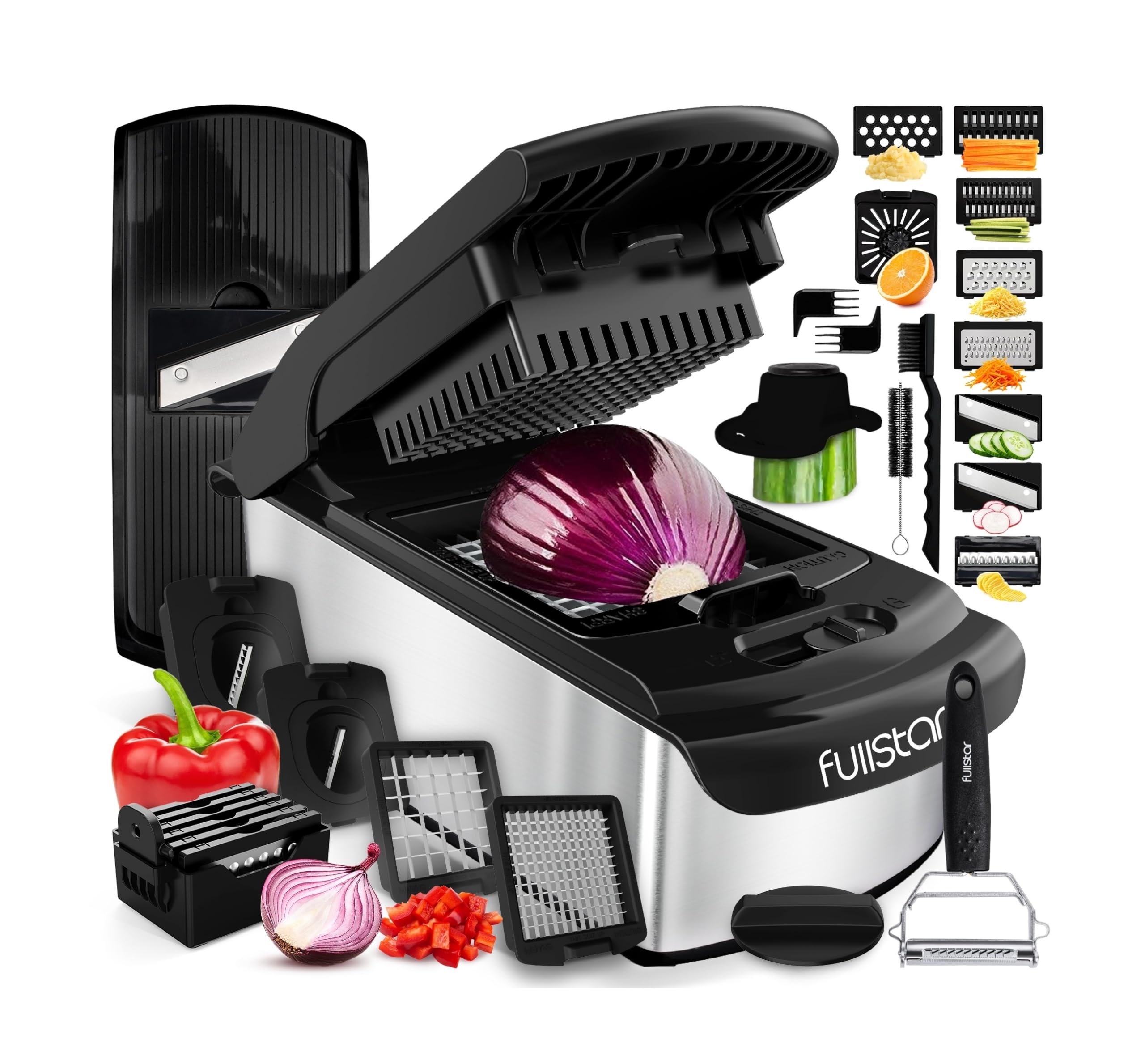 Fullstar The Original Pro Chopper - Vegetable Chopper and Spiralizer, Food Chopper with Container, Fruit Slicer, Kitchen Gadgets & Accessories, Home Essentials (4 in 1, White)