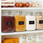 ComSaf Large Glass Jars with Lid 64 oz, Large Mason Jars Set of 3, Glass Canisters with Airtight Lids, Half Gallon Canning Jar with Seal Wire Clip Fastening for Kitchen, Pickle, Flour, Sugar, Cereal