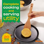 Riveira Premium Brown Bamboo Wooden Spoons for Cooking Set of 9 – Premium Brown Bamboo Wooden Cooking Utensils, Wooden Spatula, Wooden Spoon - Premium Quality Wooden Utensil Set for Non-Toxic Cooking