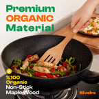 Riveira Premium Brown Bamboo Wooden Spoons for Cooking Set of 9 – Premium Brown Bamboo Wooden Cooking Utensils, Wooden Spatula, Wooden Spoon - Premium Quality Wooden Utensil Set for Non-Toxic Cooking