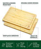 ROYAL CRAFT WOOD Wooden Cutting Boards for Kitchen Meal Prep & Serving - Bamboo Wood Serving Board Set - Charcuterie & Chopping Butcher Block for Meat