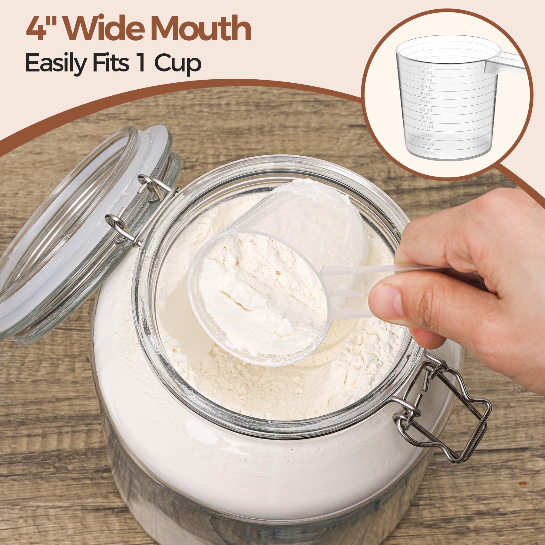 ComSaf Large Glass Jars with Lid 64 oz, Large Mason Jars Set of 3, Glass Canisters with Airtight Lids, Half Gallon Canning Jar with Seal Wire Clip Fastening for Kitchen, Pickle, Flour, Sugar, Cereal