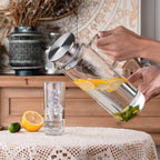 Set of 2 Glass Pitcher with Lid,2 Quart (64 oz / 1.9 Liter) Leak Proof,Glass Water Jugs, BPA-Free,Microwave & Dishwasher Safe Pitcher,Sun & Iced Tea, Sangria,Cold Brew Coffee & More