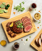 ROYAL CRAFT WOOD Wooden Cutting Boards for Kitchen Meal Prep & Serving - Bamboo Wood Serving Board Set - Charcuterie & Chopping Butcher Block for Meat