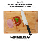 Bamboo Cutting Boards for Kitchen [Set of 3] Wood Cutting Board for Chopping Meat, Vegetables, Fruits, Cheese, Knife Friendly Serving Tray with Handles