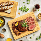 ROYAL CRAFT WOOD Wooden Cutting Boards for Kitchen Meal Prep & Serving - Bamboo Wood Serving Board Set - Charcuterie & Chopping Butcher Block for Meat