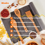 Riveira Premium Brown Bamboo Wooden Spoons for Cooking Set of 9 – Premium Brown Bamboo Wooden Cooking Utensils, Wooden Spatula, Wooden Spoon - Premium Quality Wooden Utensil Set for Non-Toxic Cooking
