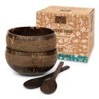 Jungle Culture 2 Polished Coconut Bowl and Wooden Spoons Set with Bamboo Straws • Natural Coconut Smoothie Bowls • Healthy Choice Coco Shell Acai & Buddha Bowls • Eco Friendly Vegan Gifts