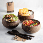 Jungle Culture 2 Polished Coconut Bowl and Wooden Spoons Set with Bamboo Straws • Natural Coconut Smoothie Bowls • Healthy Choice Coco Shell Acai & Buddha Bowls • Eco Friendly Vegan Gifts