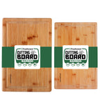 Bamboo Cutting Boards for Kitchen [Set of 3] Wood Cutting Board for Chopping Meat, Vegetables, Fruits, Cheese, Knife Friendly Serving Tray with Handles