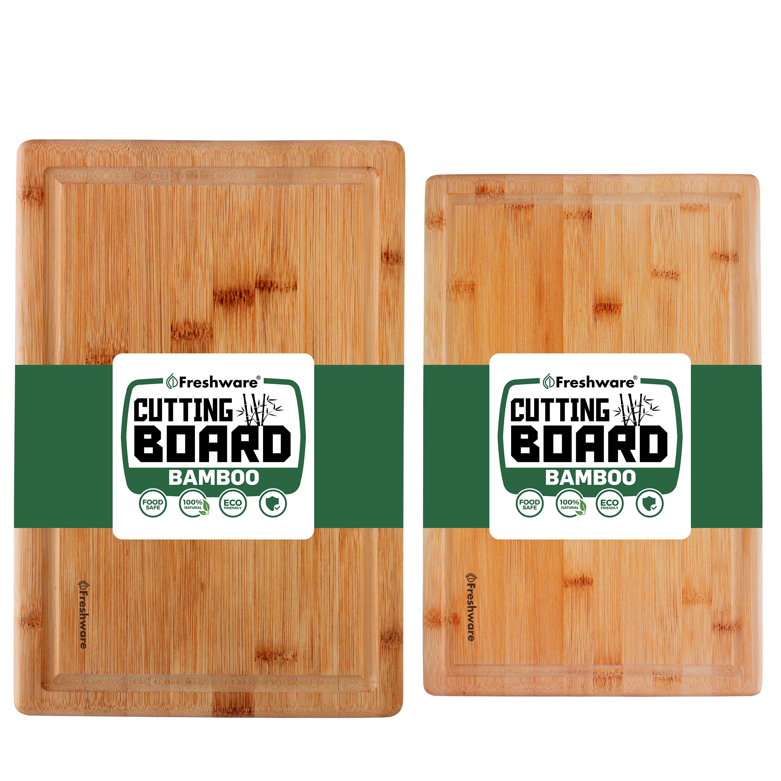 Bamboo Cutting Boards for Kitchen [Set of 3] Wood Cutting Board for Chopping Meat, Vegetables, Fruits, Cheese, Knife Friendly Serving Tray with Handles