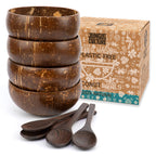 Jungle Culture 2 Polished Coconut Bowl and Wooden Spoons Set with Bamboo Straws • Natural Coconut Smoothie Bowls • Healthy Choice Coco Shell Acai & Buddha Bowls • Eco Friendly Vegan Gifts
