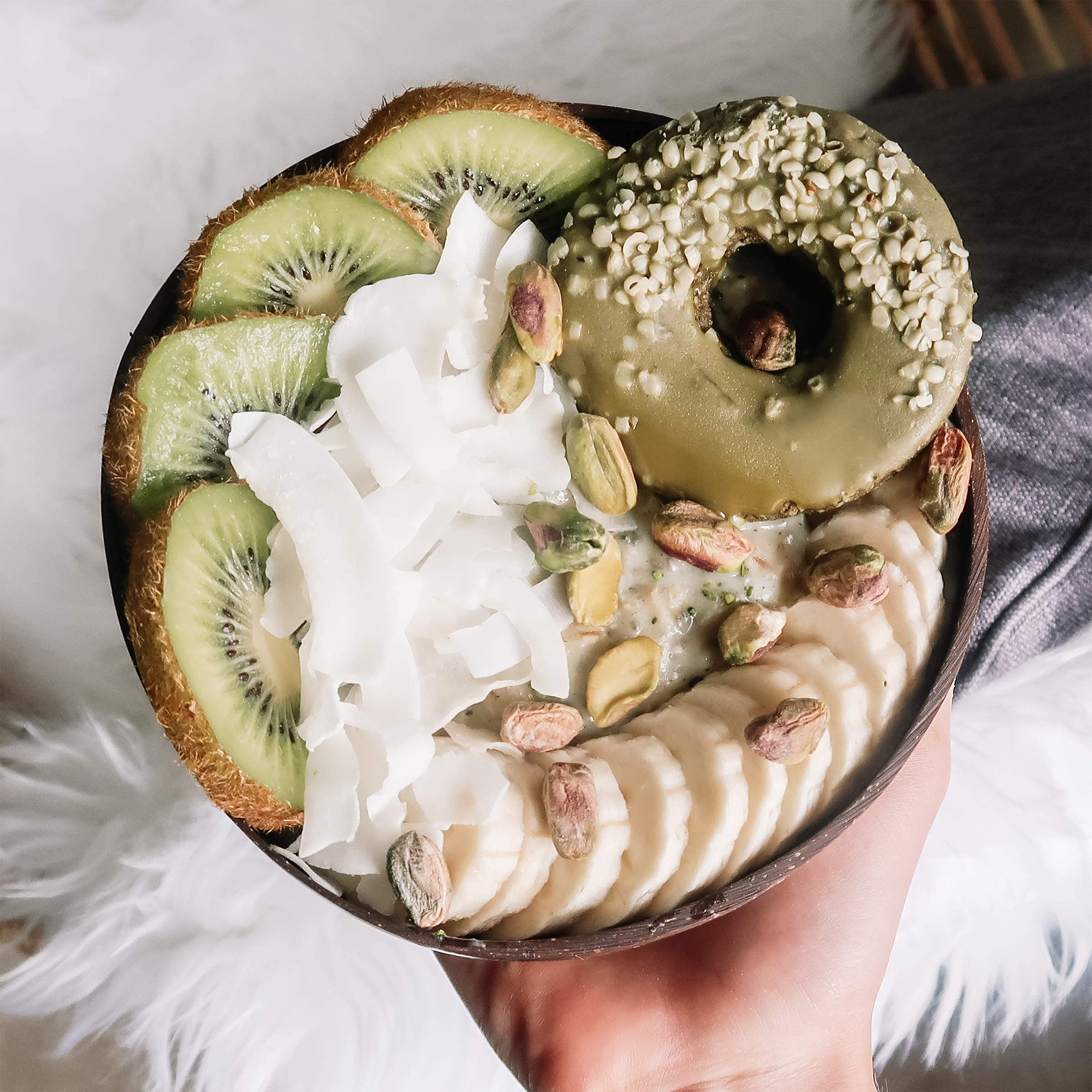 Jungle Culture 2 Polished Coconut Bowl and Wooden Spoons Set with Bamboo Straws • Natural Coconut Smoothie Bowls • Healthy Choice Coco Shell Acai & Buddha Bowls • Eco Friendly Vegan Gifts