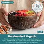 Jungle Culture 2 Polished Coconut Bowl and Wooden Spoons Set with Bamboo Straws • Natural Coconut Smoothie Bowls • Healthy Choice Coco Shell Acai & Buddha Bowls • Eco Friendly Vegan Gifts